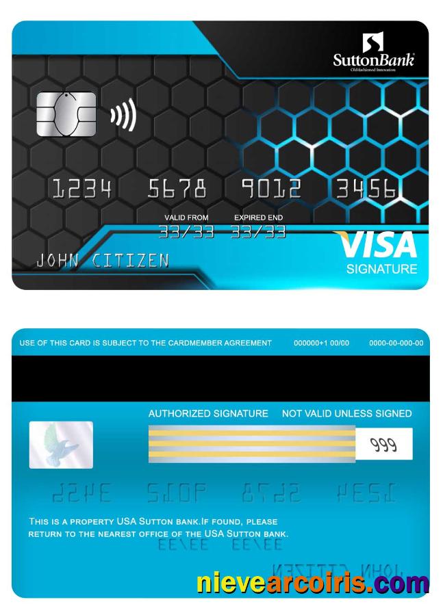 USA Sutton bank signature card